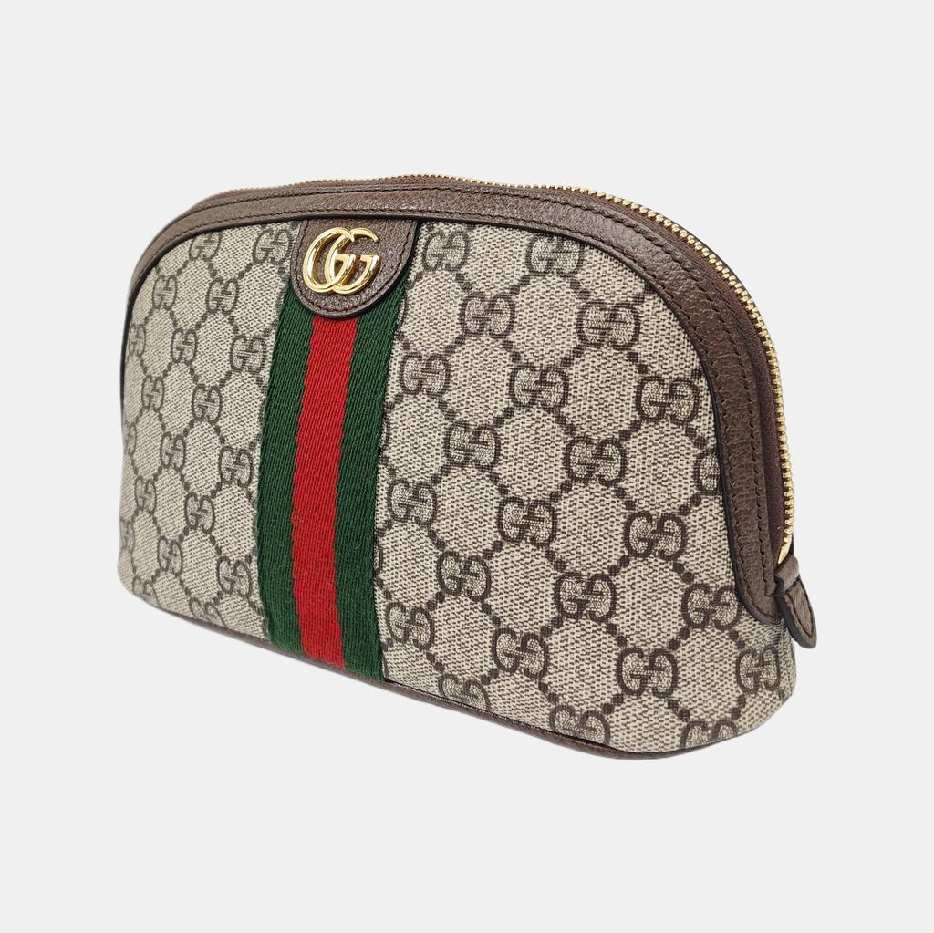 [Б/У] Косметичка Gucci Ophidia большого размера 'Бежевый/Эбеновый' - Очень хорошее состояние #1F2W75F