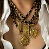 Личность Нержавеющая сталь Леопардовый полиэстер Цветок Сердце Солнце Капля Ожерелье воротник 18K PVD Покрытие Популярный подарок ювелирные изделия