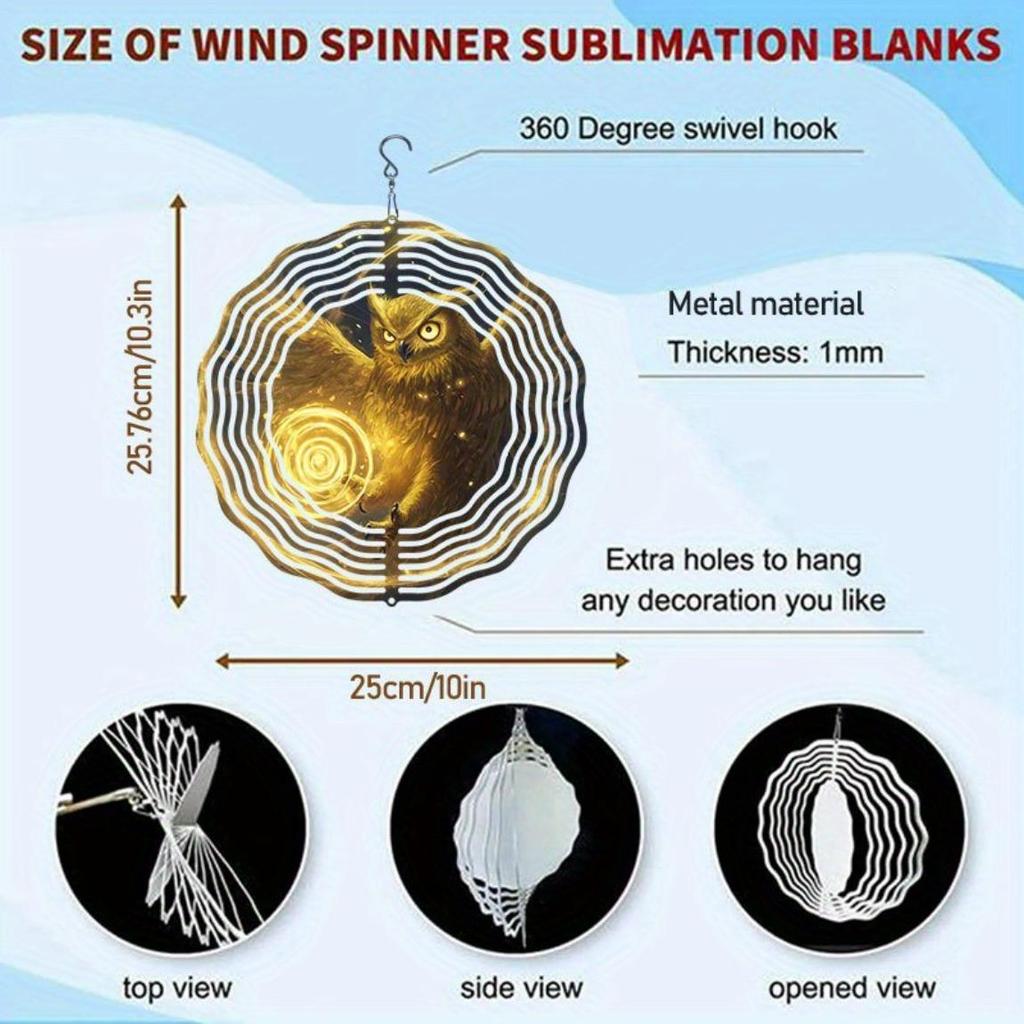 Golden Magic Owl Wind Chime 3D Visual Hanging Outdoor Bird Deterrent Rotating 360 Degree for Garden Patio Wedding Decor No Electricity