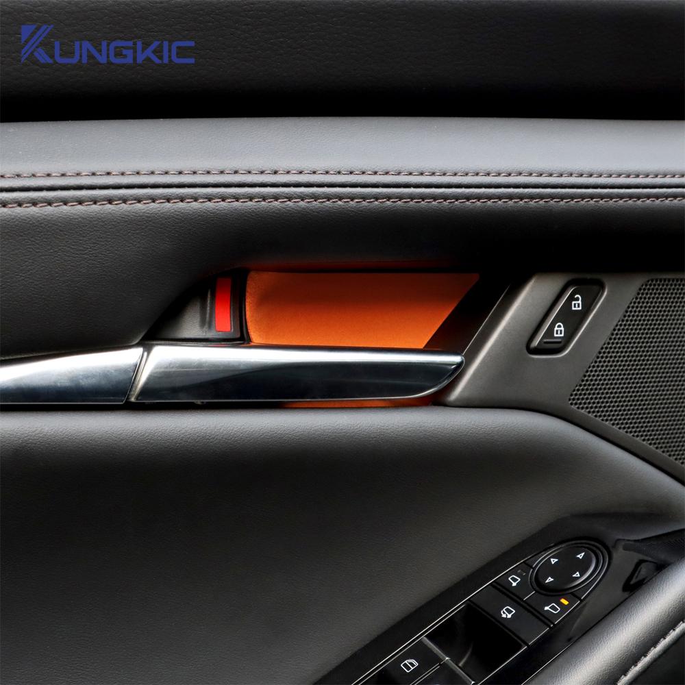 Premium Suede For Mazda 3 CX30 CX-30 2019 2020 2021 2022 2023 2024 2025 Mazda3 Axela 4PCS Car Inner Door Bowl Panel Sticker h7