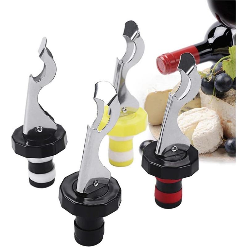 4Pcs Silicone Wine Stoppers Manual Press Vacuum Wine Bottle Caps Airtight Leak-Proof Sealer Plug For Wine Bottles