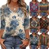 Women's T Shirt Print 3/4 Sleeve Daily Weekend Fashion Basic V- Neck Regular Top