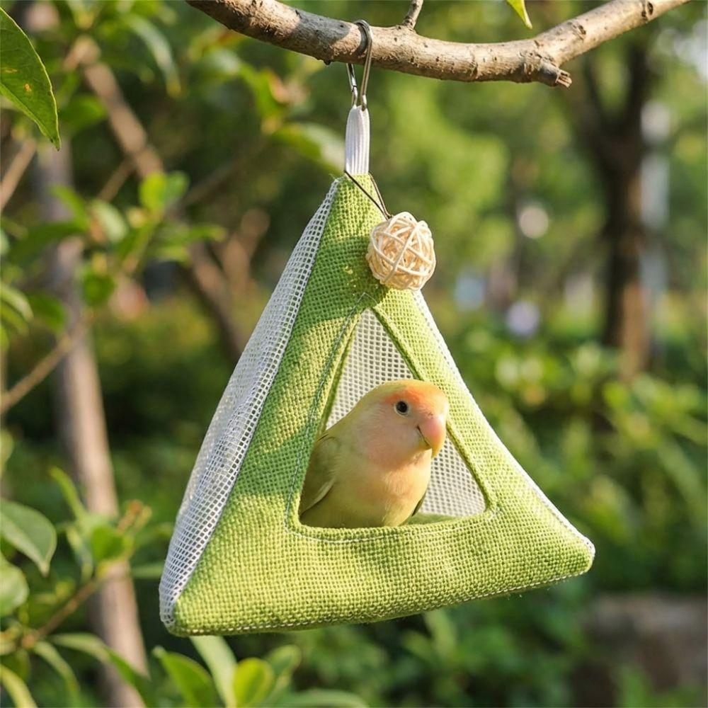Breathable Net Summer Cooling Nest Triangular Bird Hammock Bird Hanging Tent Hiding House