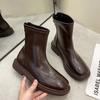 Fashion Zipper Women Boots Korean Version Thick-Soled White Boots Ladies Ankle Boots Fashion Low Heels Shoes Female Short Boots