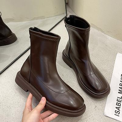 Модные женские ботинки на молнии в корейском стиле с толстой подошвой, белые ботинки, женские ботильоны, модные туфли на низком каблуке, женские короткие ботинки