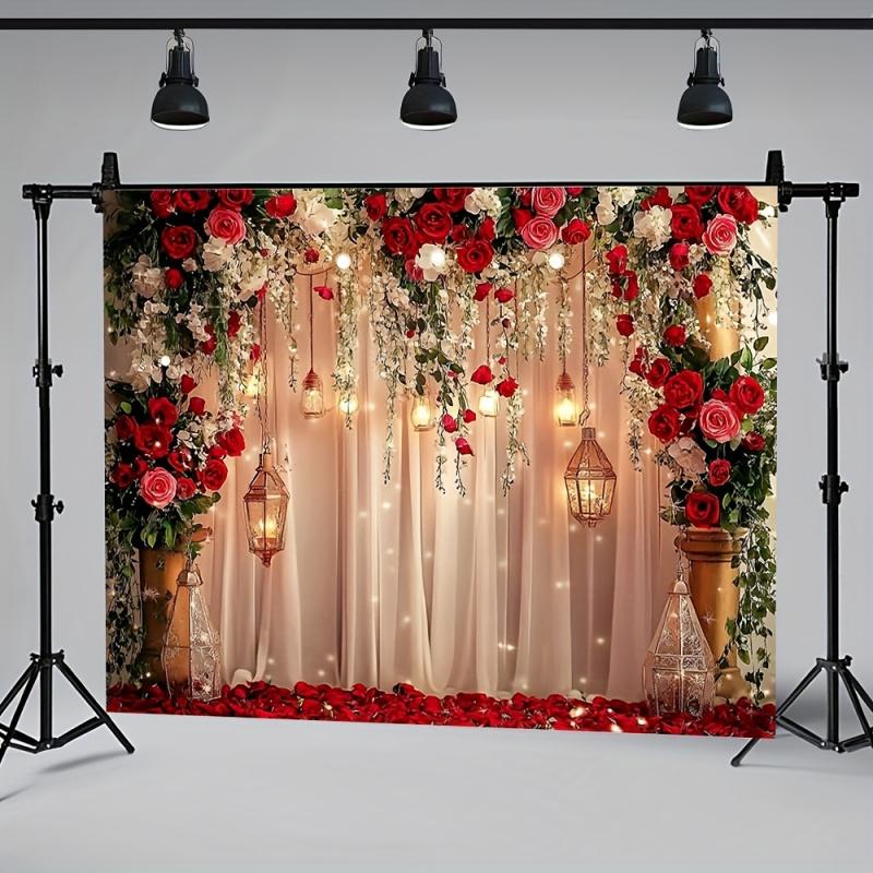 1pc, 2Dflat, European-style rose gold photography backdrop, luxurious home décor backdrop - ideal for weddings and photography,
