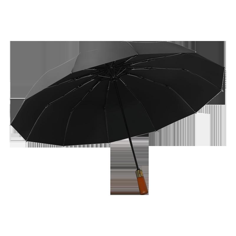 Fully Automatic Twelve-bone Bronze Brushed Folding Umbrella Men's Umbrella Three-fold Umbrella