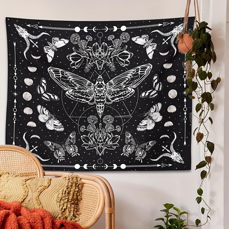 VIKAMA Moth Moon Phase Tapestry Gothic Style Butterfly Starry Sky Wall Tapestry Bedroom and Dormitory Aesthetics Home Decor