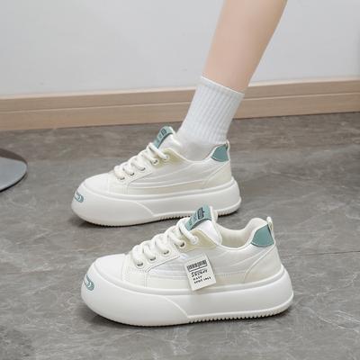 Кроссовки на толстой платформе для женщин, прогулочная обувь со шнуровкой, удобные теннисные туфли из искусственной кожи для тренировок, женские повседневные легкие нескользящие кроссовки