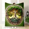 Tree of Life Green Designed Flannel blanket for bedroom, living room, sofa, and nap
