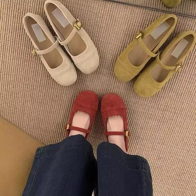 Французские туфли Мэри Джейн на плоской подошве с неглубоким вырезом женские 2025 новая летняя корейская версия балетные элегантные вечерние туфли туфли Дуду