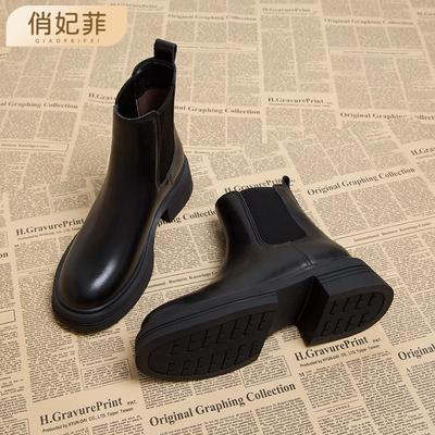 Осень и зима бархатные утолщенные ботинки на платформе женские тонкие ботинки ботинки Мартин женская обувь ботинки-сигареты большие