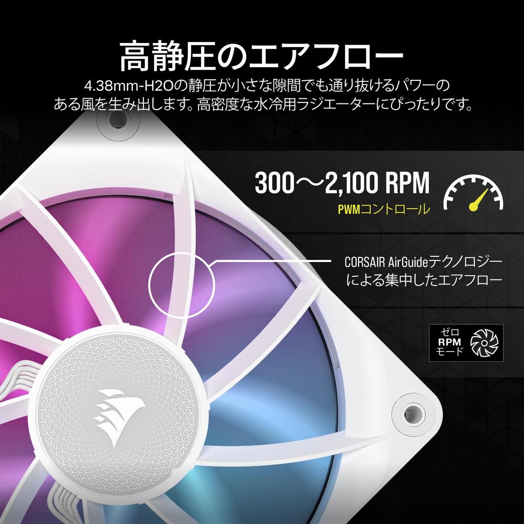 CORSAIR iCUE LINK RX120 RGB Комплект расширения, 120-мм ШИМ-вентилятор для корпуса ПК, Одиночная упаковка, Белый (CO-9051021-WW)