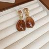 Maillard Style Coffee Colored Geometric Flower Heart Earrings Fashionable Temperament Earrings Retro High-end Earrings