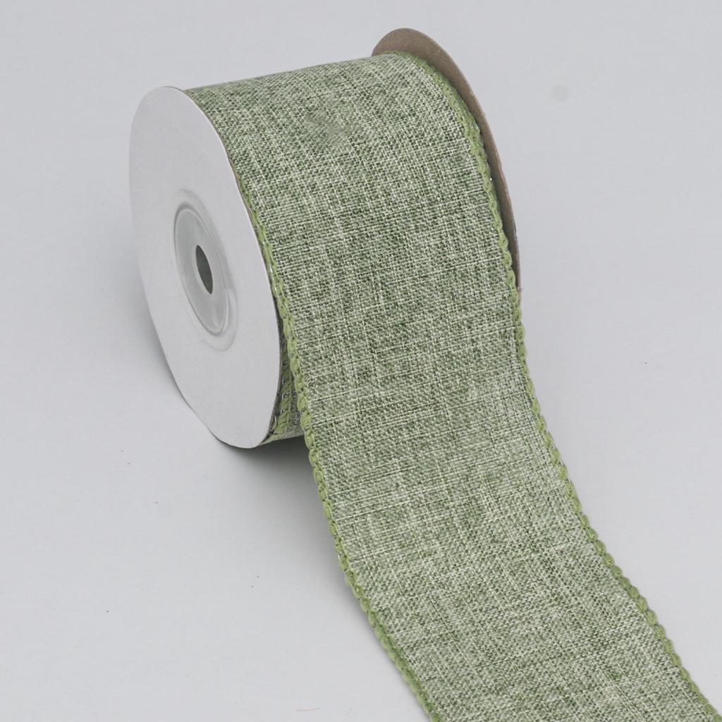 Decorative Romantic and Cozy Solid Color Christmas Day Decoration Ribbon Plaid Ribbon Imitation Hemp Ribbon Wire Edge Imitation Hemp Woven Ribbon