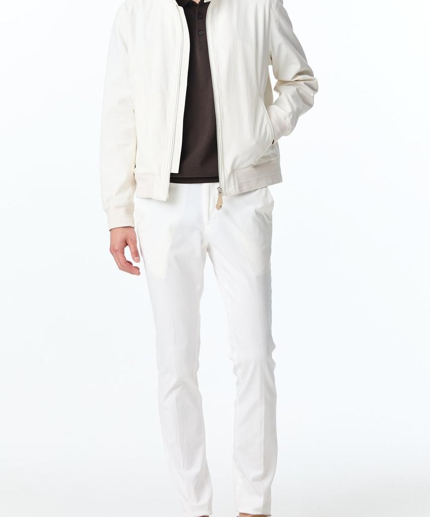 Man On The Boon Cotton Silk Zip-Up Bomber Jacket_Ivory 4714109003