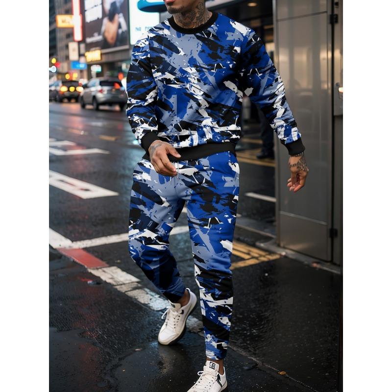 Four Seasons New Sweatshirt Jogging Set 3D Popular Hoodie Sweatshirt Long Pants Men's Round Neck Sweatshirt Set