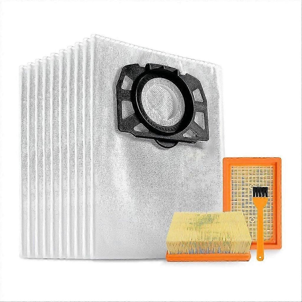 10 KFI 487 Vacuum Cleaner Bags with 2 KFI 4410 Filters for Karcher WD4 WD5 WD6 WD5P WD6P MV4 2.863-0