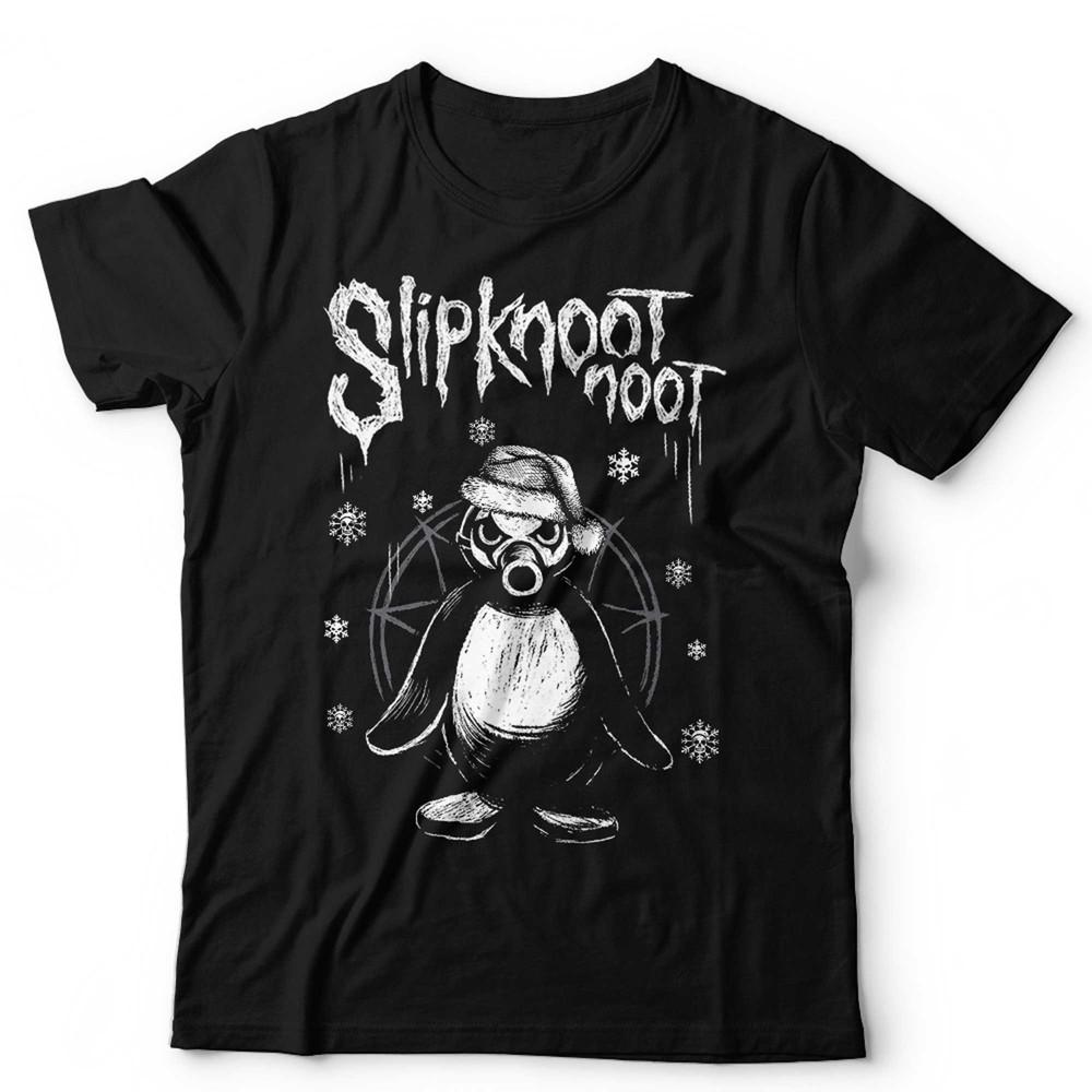 Рождественская футболка Slipknoot Noot Унисекс Смешная Готическая Металлическая Рок Панк Пингвин Унисекс Футболка