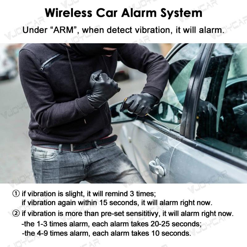 Vjoycar NEW DIYV1 Wireless Siren One-way Car Alarm System with Remote Control Finding Car Vibration Sensor Immobilize Security