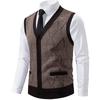 Cozy Up Mens Sleeveless Sweater Vest V Neck Button Down Cardigan Sweaters Knitted Argyle Vest with Pocket