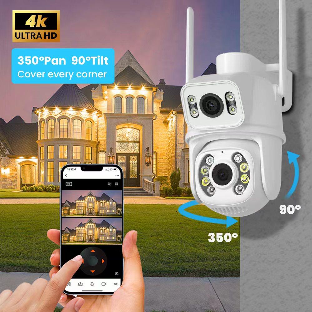 LS VISION 8 МП 4K PTZ Беспроводная Wi-Fi камера Двойной объектив Двойной экран Обнаружение человека ИИ Автоматическое отслеживание Уличная камера видеонаблюдения iCSee
