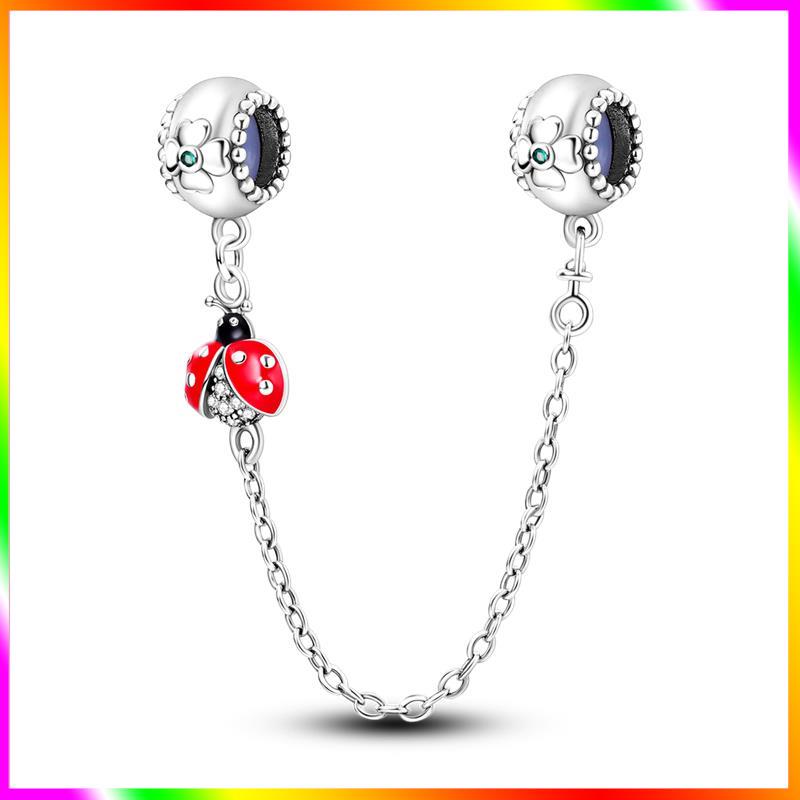 Новинка Шарм-бусина с цепочкой безопасности Звезда Луна Демонический глаз Подходит для оригинального браслета-шарма из стерлингового серебра 925 пробы Женские изысканные украшения