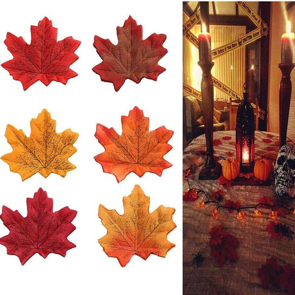 50Pcs/Pack Maple Leaves Artificial Leaf Plants Leaf Stacked Maple Leaves  Photo Props