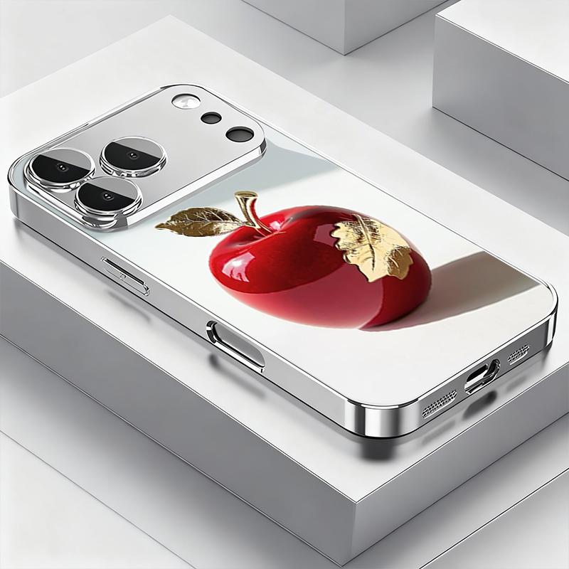 Красный Для Apple Золотой Лист Стереоскопический Закаленный Стеклянный Чехол Для Телефона Для iPhone 18 17 16 Pro Max 15 14 13 12 11 Pro 17Air 16E Чехол