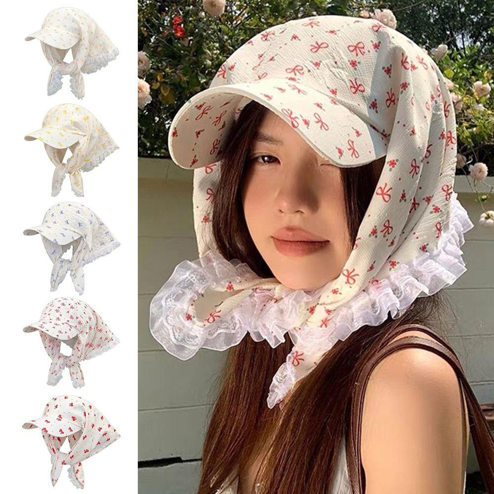 French Pastoral Style Headscarf Caps Sweet Lace Baseball Cap Fashion Sun Hats Summer