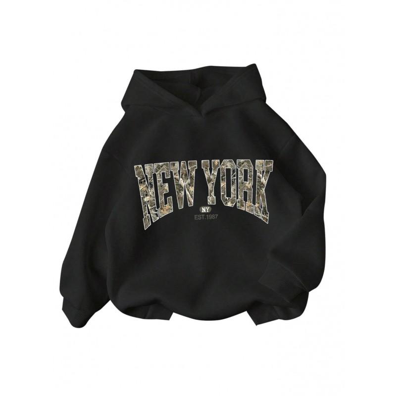 Kids Hooded Long Sleeve Sweatshirt Cartoon Print Unisex Casual Top Winter
