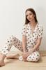 Women's Fashion New Pajama Set Ecru Cotton Heart Knitted Pajama Set
