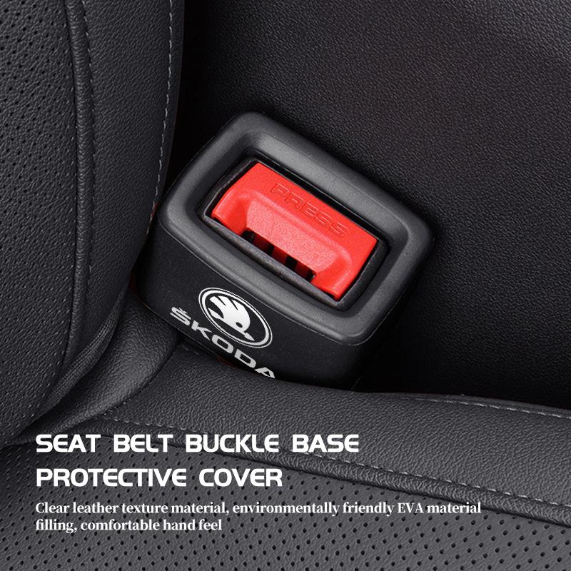 VIJT4 For Skoda Car Seat Safety Belt Buckle Base Clip Protection Cover Fabia 1 2 Octavia a7 RS Superb Rapid Yeti Karoq Vision