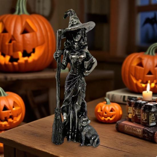 Sexy Witch Figurine Gothic Witch Ornament Desktop Decorative Witch Sculpture Gift for Witches Lovers Cabinet Mantel Decoration