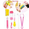7pcs Head 360-degree Spout Cup Clean Sponge Rotating Baby Nipple Bottle Brush