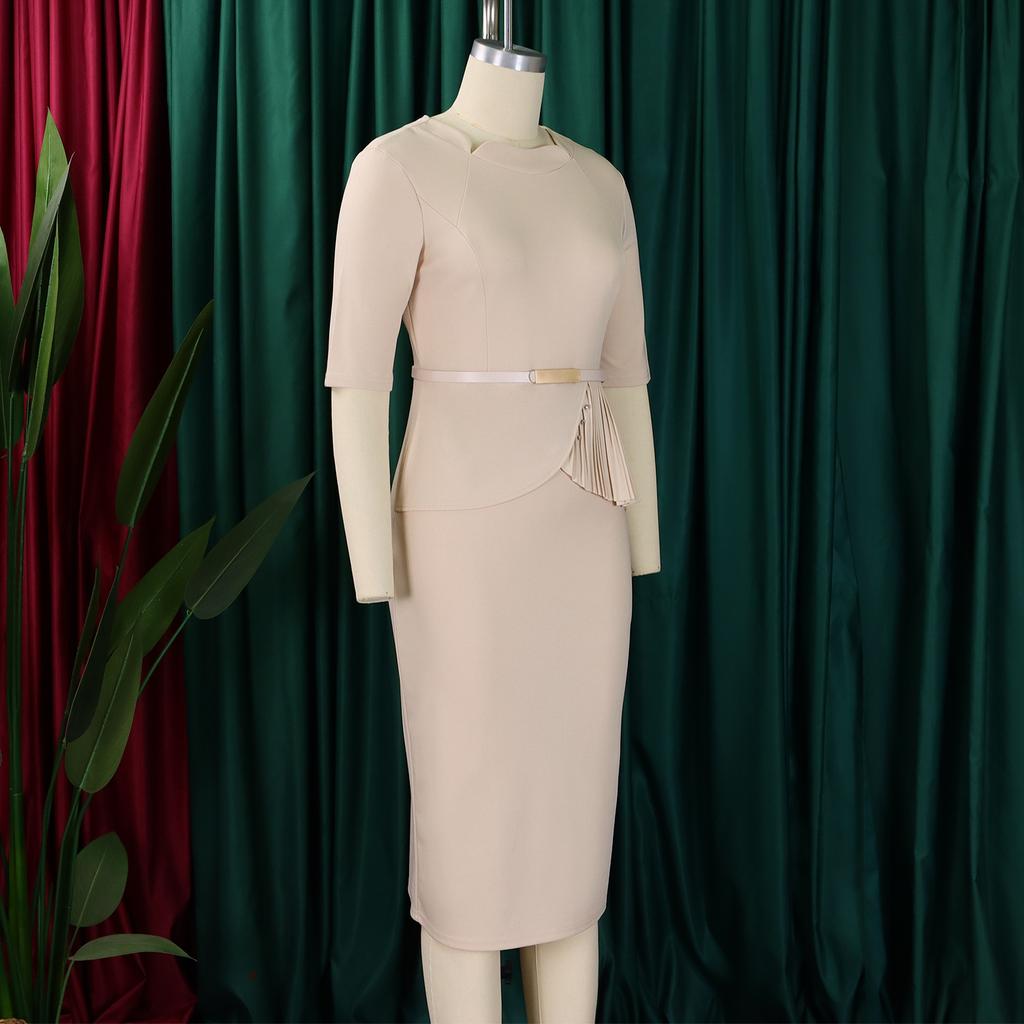 YYFS Женская мода на лето и весну, однотонное повседневное платье с коротким рукавом и квадратным воротником с высокой талией