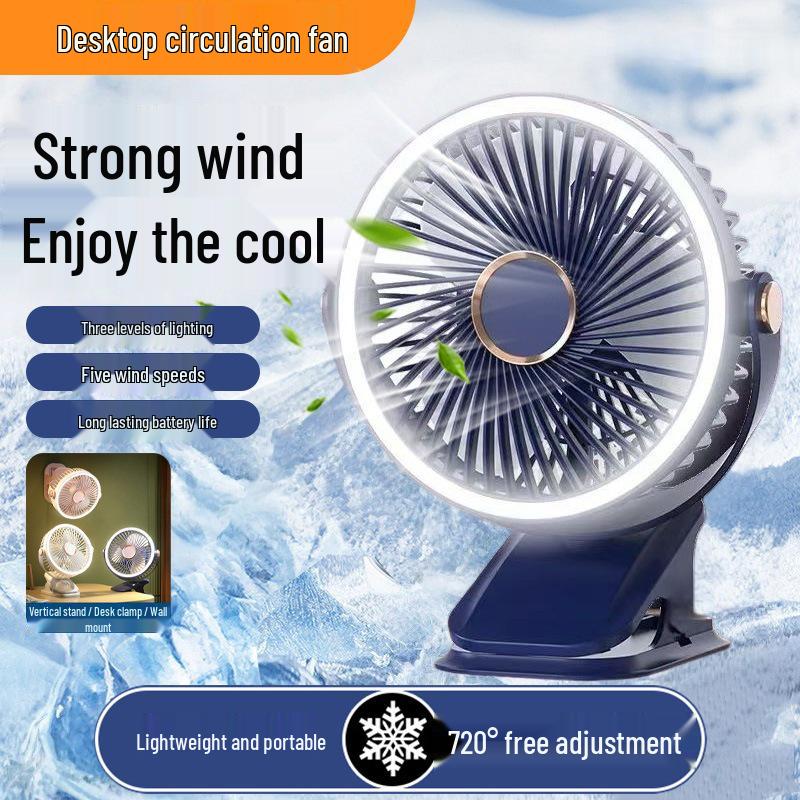 F70 Clip-On Fan with Night Light for Home, Dorm, and Outdoor Use