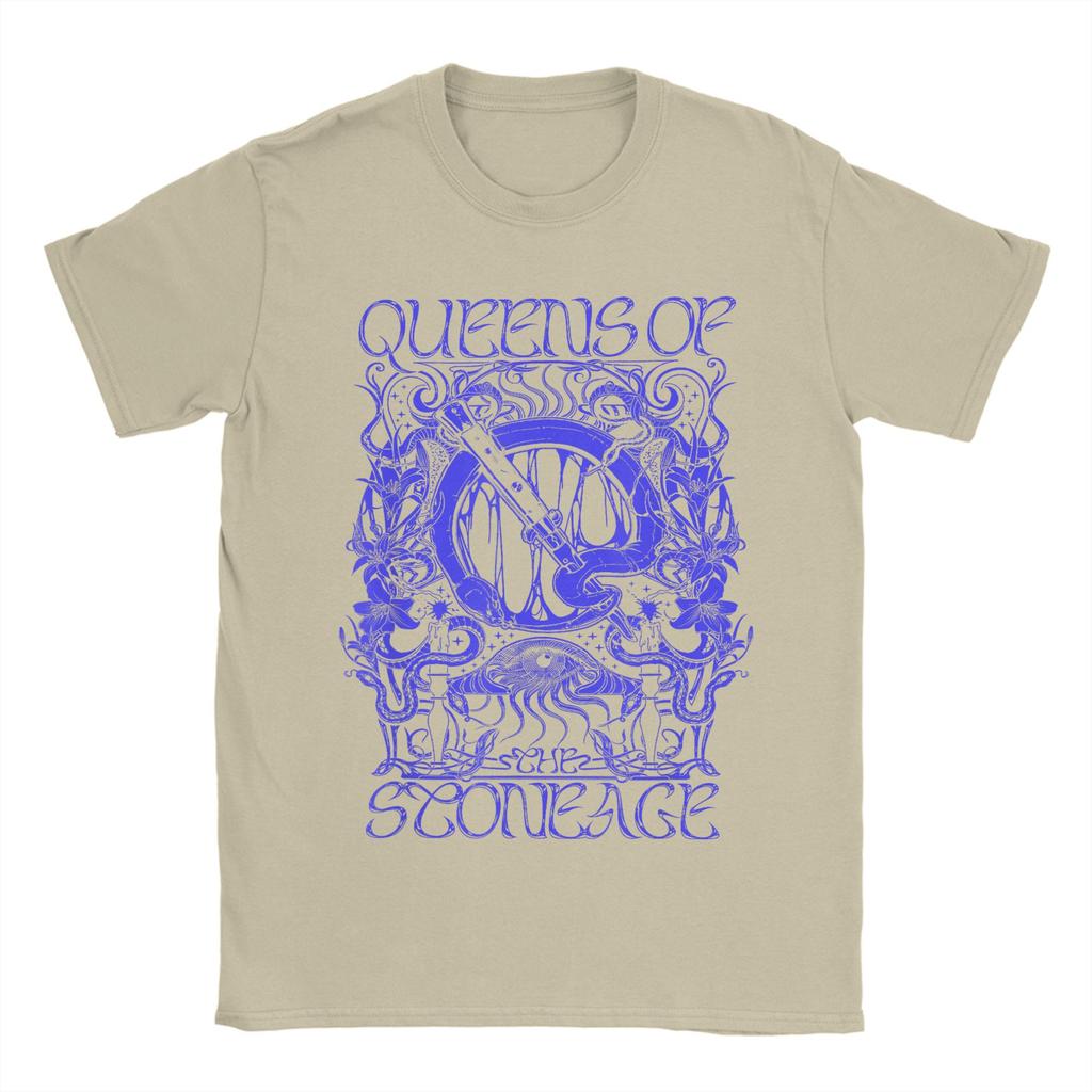 Funny Queens Of The Stone Age Illustrated T-Shirts for Men Round Neck Pure Cotton T Shirt Short Sleeve Tees Summer Clothes