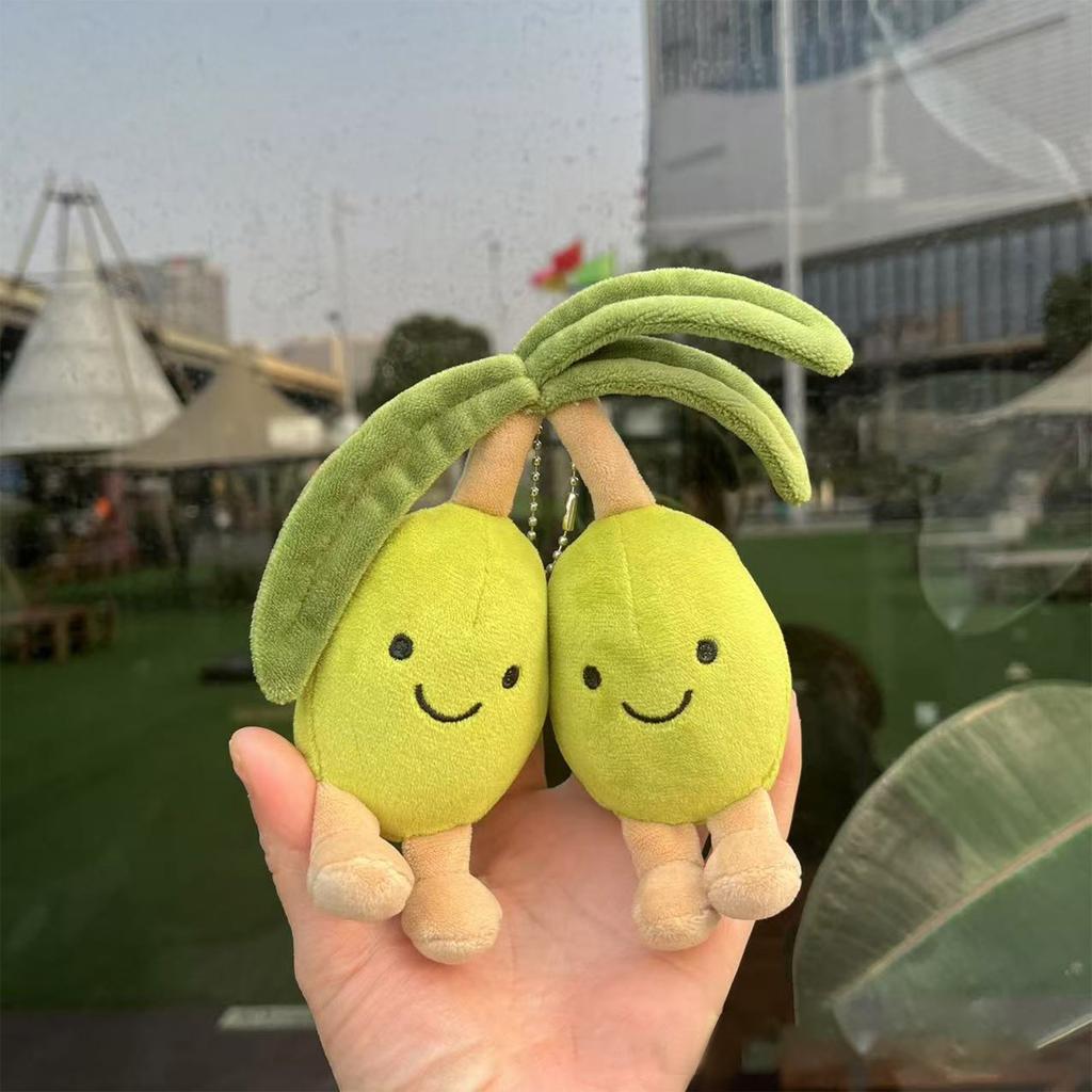 Cute Green Olive Plush Doll Fruit Doll Bag Keychain Pendant
