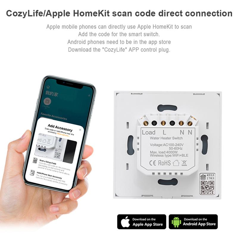 LangYeao UK EU 1/2/3/4 Gang 10A Home Automation WiFi Smart Light Wall Touch Switch Apple Siri Homekit with Neutral Wire
