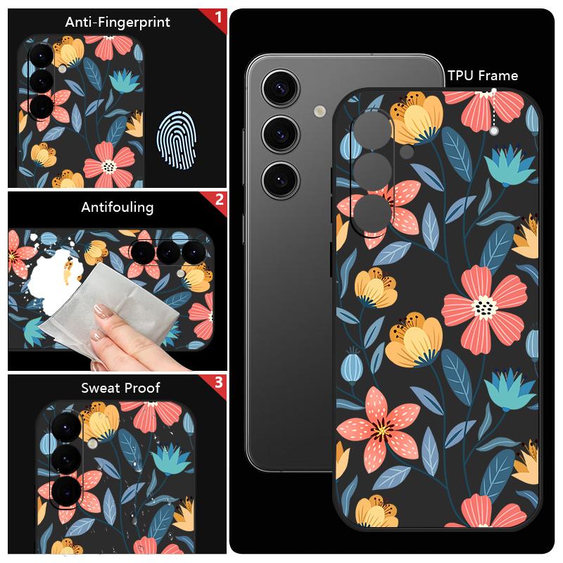 Flower Painted Shell For Samsung Galaxy S24 S22 Ultra Plus S23 S21 S20 Fe A52 A53 A54 A34 14 5g A51 A32 A13 4g Slim Shockproof Tpu Hybrid Case Cover