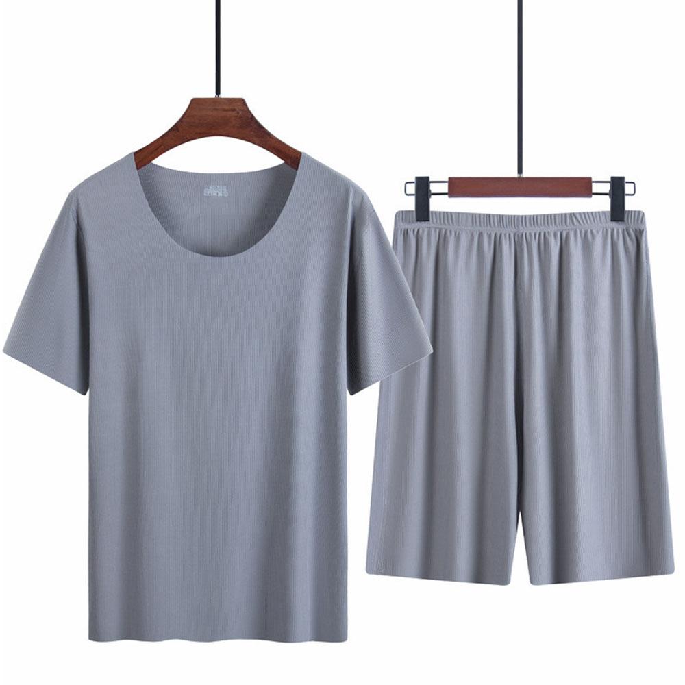 Men‘s Oversized Ice Silk Suits Sleepwear Pyjamas Shorts Short Sleeve T-Shirts Tops Summer Clothes Outfit Fitness Work Out Suits For Men