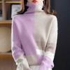 Модные контрастные цветные водолазки, мягкие теплые вязаные свитера, осень-зима, повседневные свободные свитера с длинным рукавом, топы, джемперы