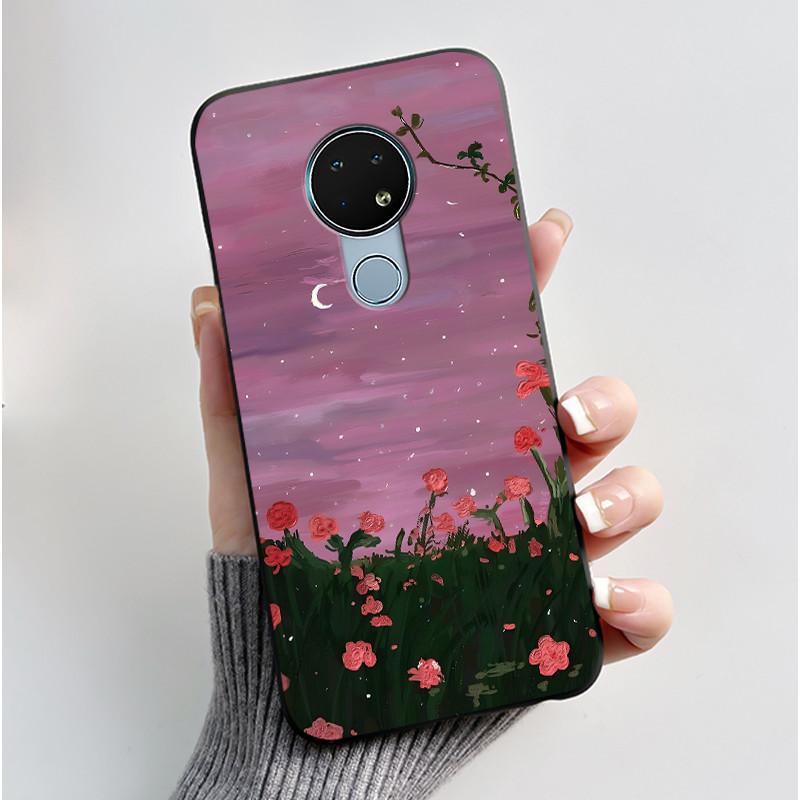 Милый Чехол Для Nokia 6.2 / Nokia 7.2 Fundas Capa Печатный Корпус Защитная Крышка Мягкий Силикон Мультяшный Черный Корпус Coque
