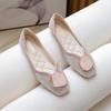 Flat Bottom Square Head Single Shoes Women's Spring and Autumn New Shallow Mouth Soft Sole Doudou Shoes Large Size