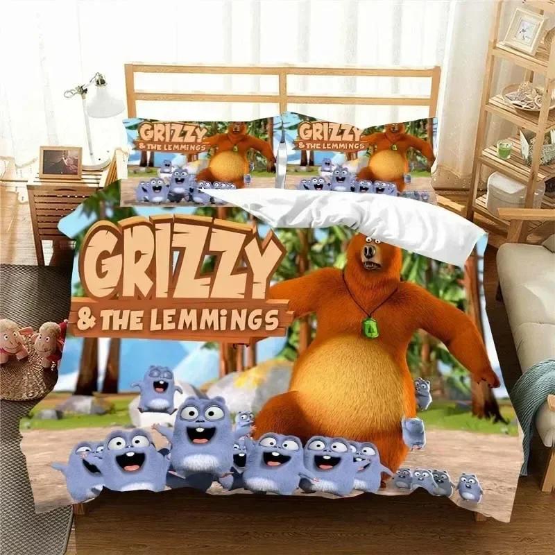 3D G-Grizzy and The Lemmings Bedding Set Printed Bed Set With Pillowcase Bed Duvet Cover Soft Queen King Size Bedclothes Home