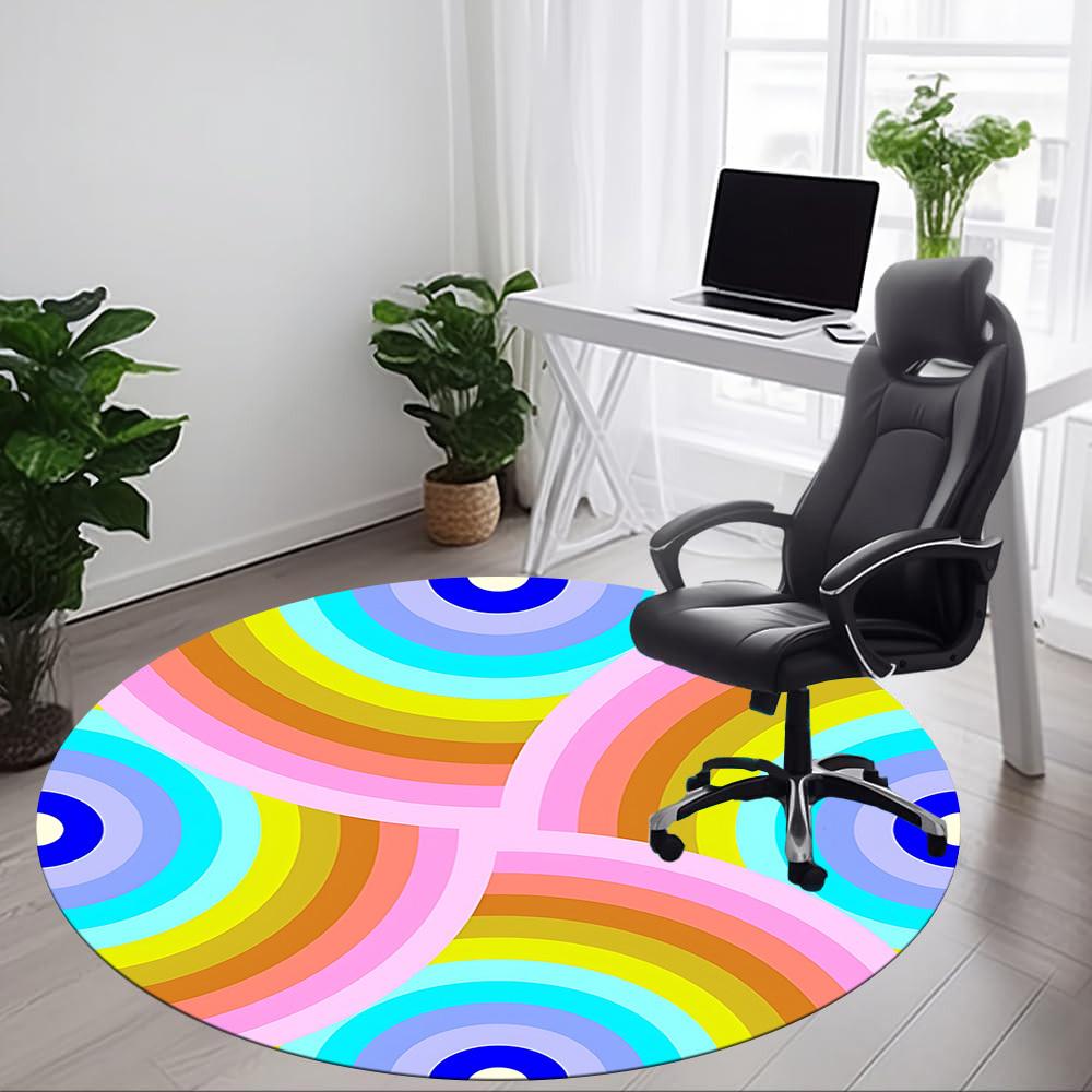 1pc Colorful Circles Chair Carpet for Office, Soft Flannel Throw Mat, Perfect for Office, Holiday Party Decoration Choice yy260320132