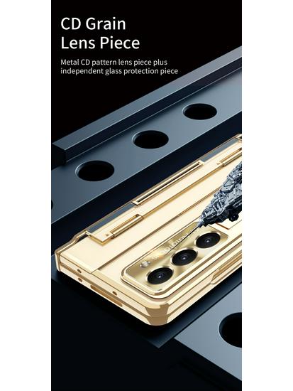 Защитный чехол для Samsung ZFold7 с плоским шарниром, электроплакированной пленкой для объектива и кожаным дизайном (Совместим с FOLD6 и W22)