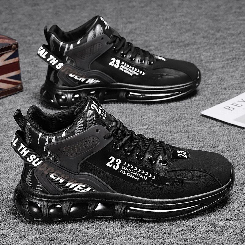 Осень 2025 года, новые молодежные спортивные туфли, мужские, высокие, кожаные, водонепроницаемые и нескользящие, корейская версия, модные, универсальные, папины туфли