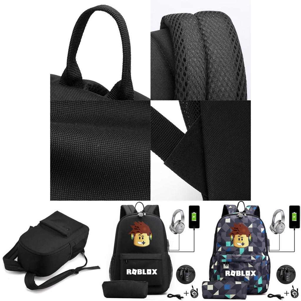 Стильный рюкзак Roblox с защитой от кражи, USB-зарядкой, прочной конструкцией и набором пеналов